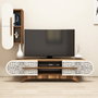 Hanah Home Defne Mueble de TV Nogal y Crema con Estantería